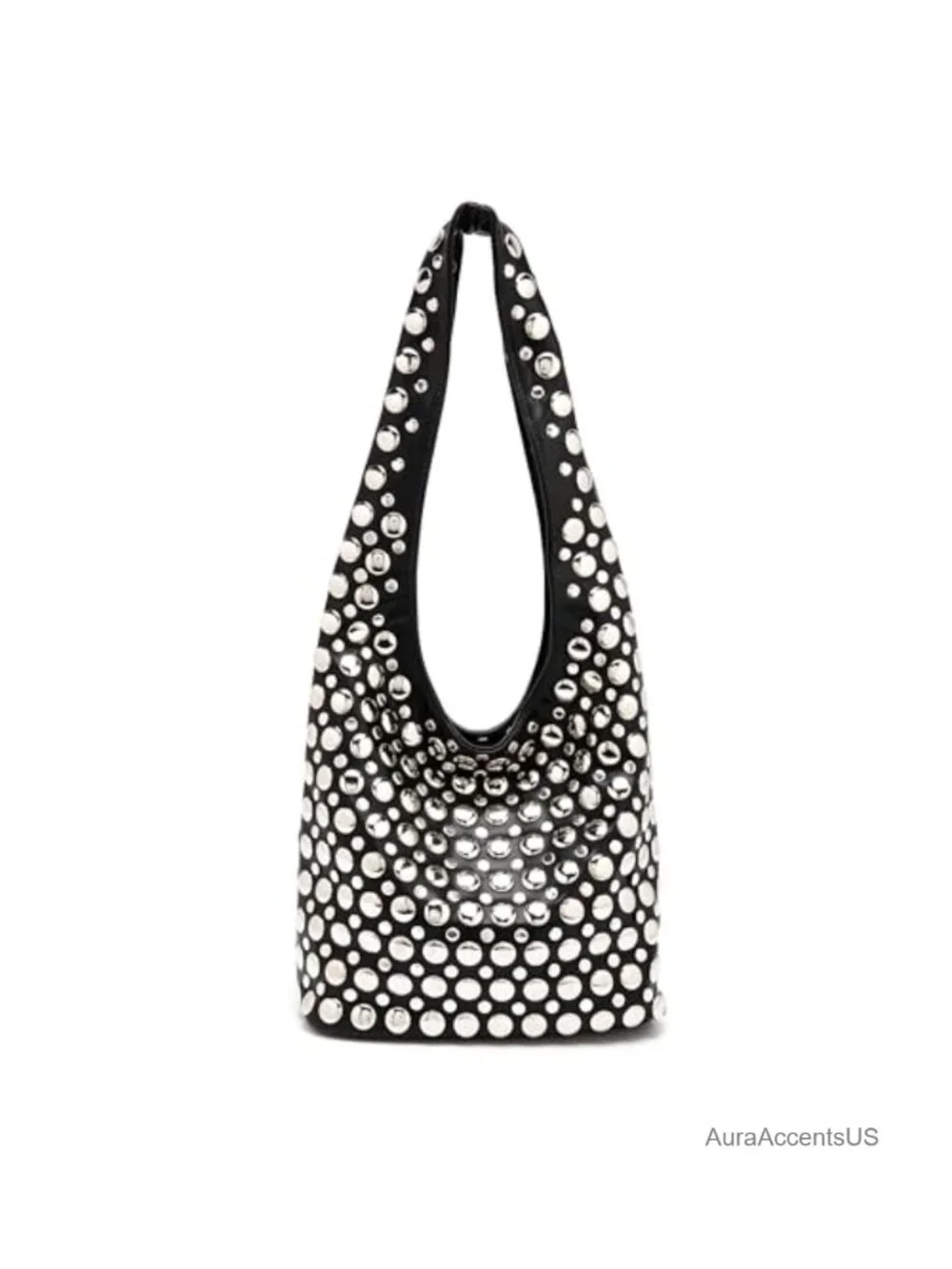 Studded Hobo Bag Y2K Rivets Bucket Purse Faux Leather Shoulder Handbag